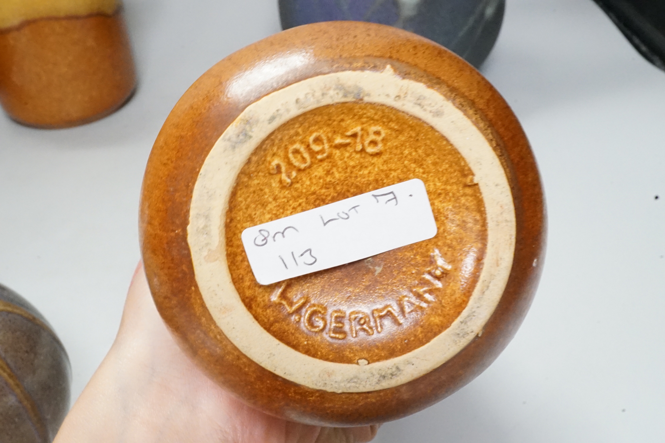 Mid 20th century West German pottery including Scheurich and Ruschau and three mid century West German pots, tallest 19cm